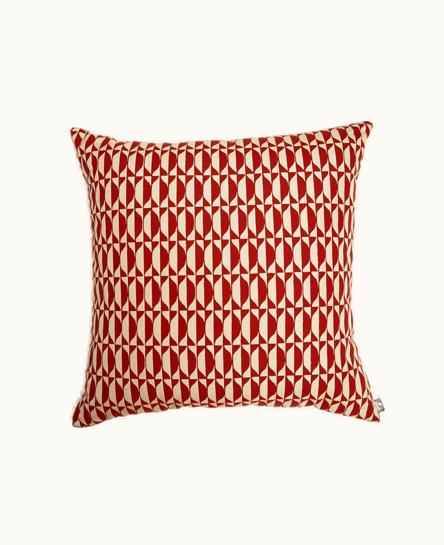 Fornasetti Fornasetti Outdoor Cushion Losanghe In Rust / Ecru PILL056E60FOR22RUG