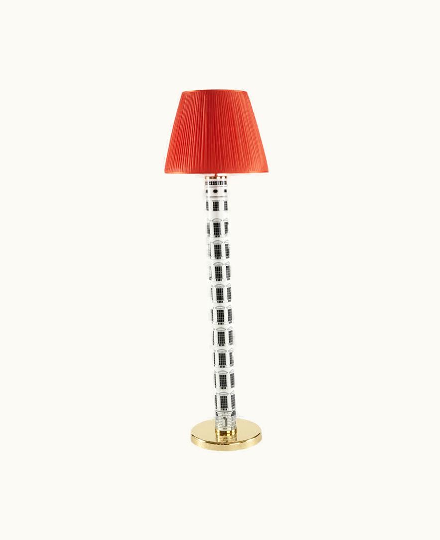 Fornasetti Fornasetti Conical Lampshade In Pleated Fabric In Red