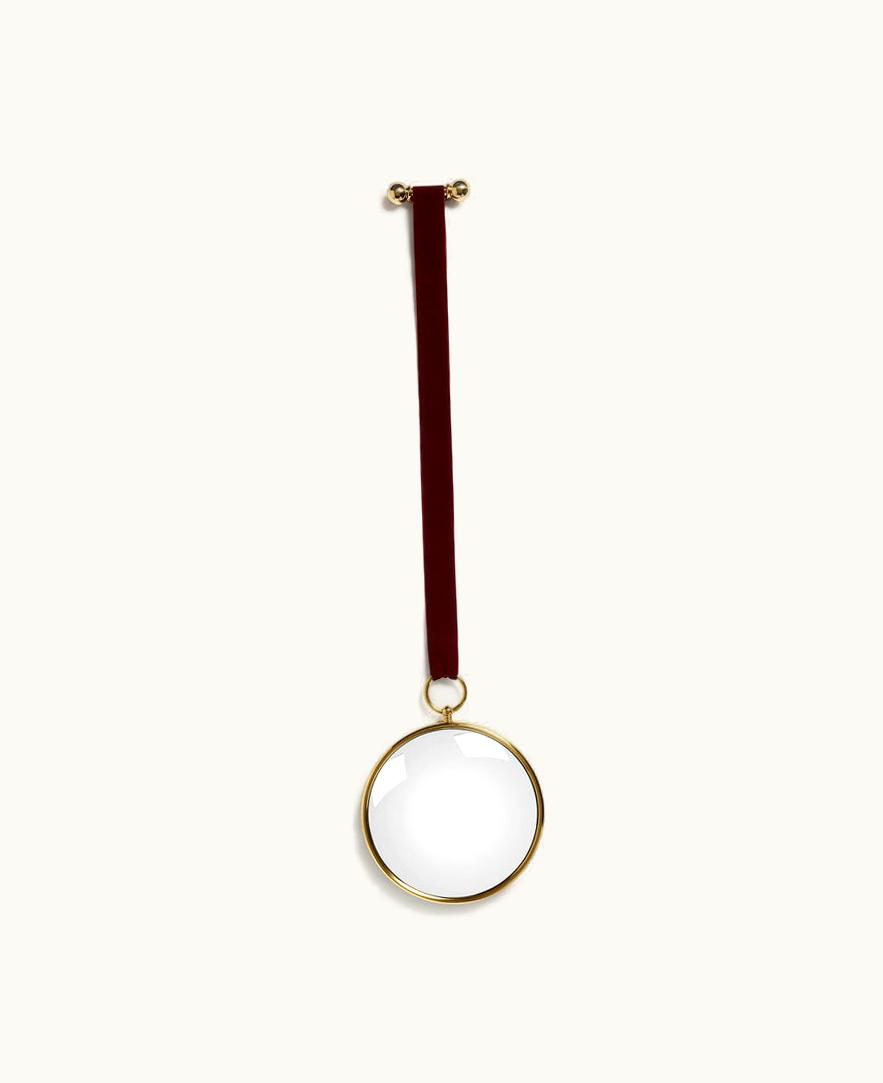 Fornasetti Fornasetti Magic Convex Mirror With Velvet Ribbon In Brass / Bordueaux C37X022FOR21OTT
