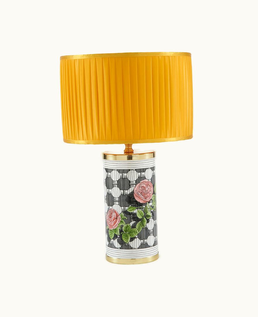 Fornasetti Fornasetti Semi-cylindrical Lampshade In Pleated Fabric In Yellow