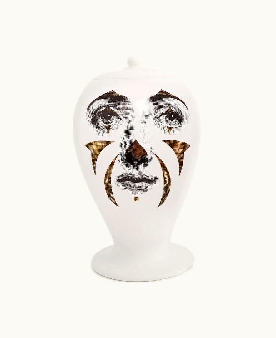 Fornasetti Fornasetti Vase Clown In White / Black / Gold