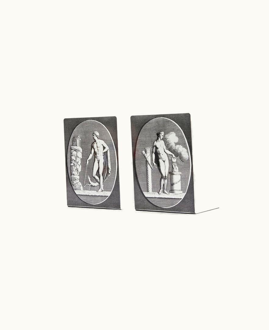 Fornasetti Fornasetti Bookends Grandi Cammei In White / Black