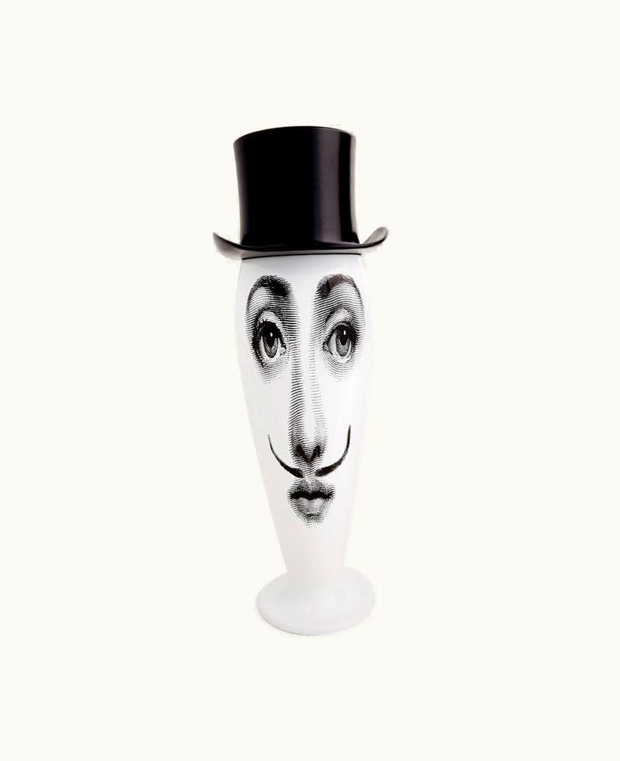Fornasetti Fornasetti Vase Smilzo Moustache In White / Black