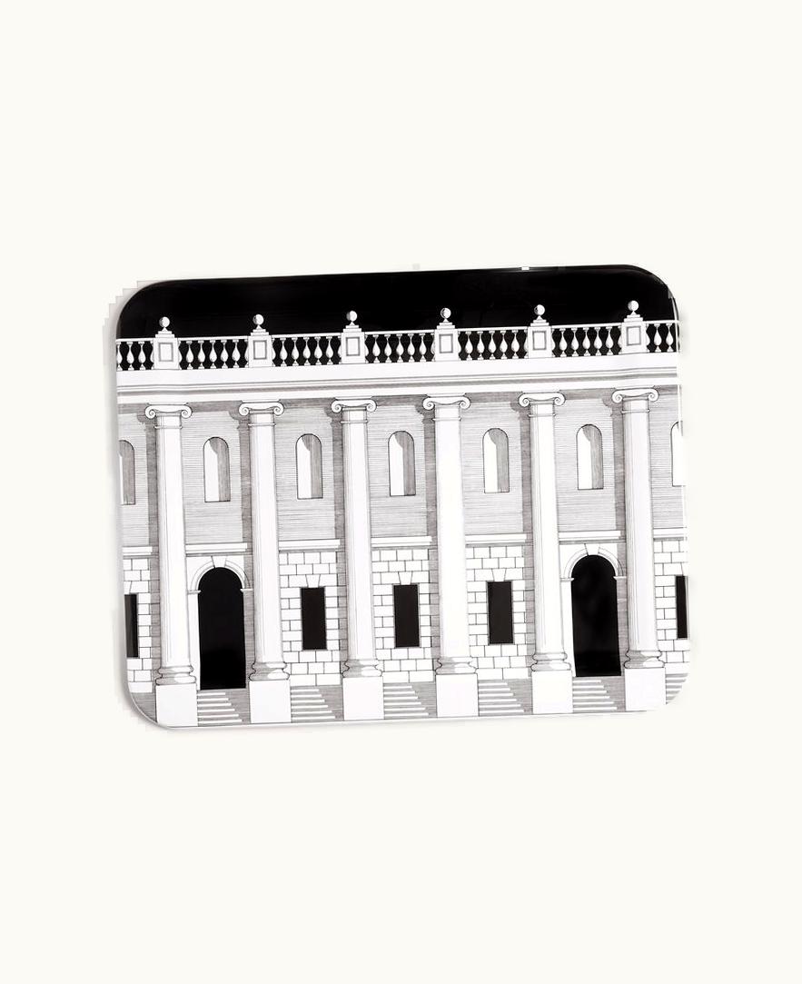 Fornasetti Fornasetti Tray Casa Con Colonne In White / Black C24X005FOR21BIA