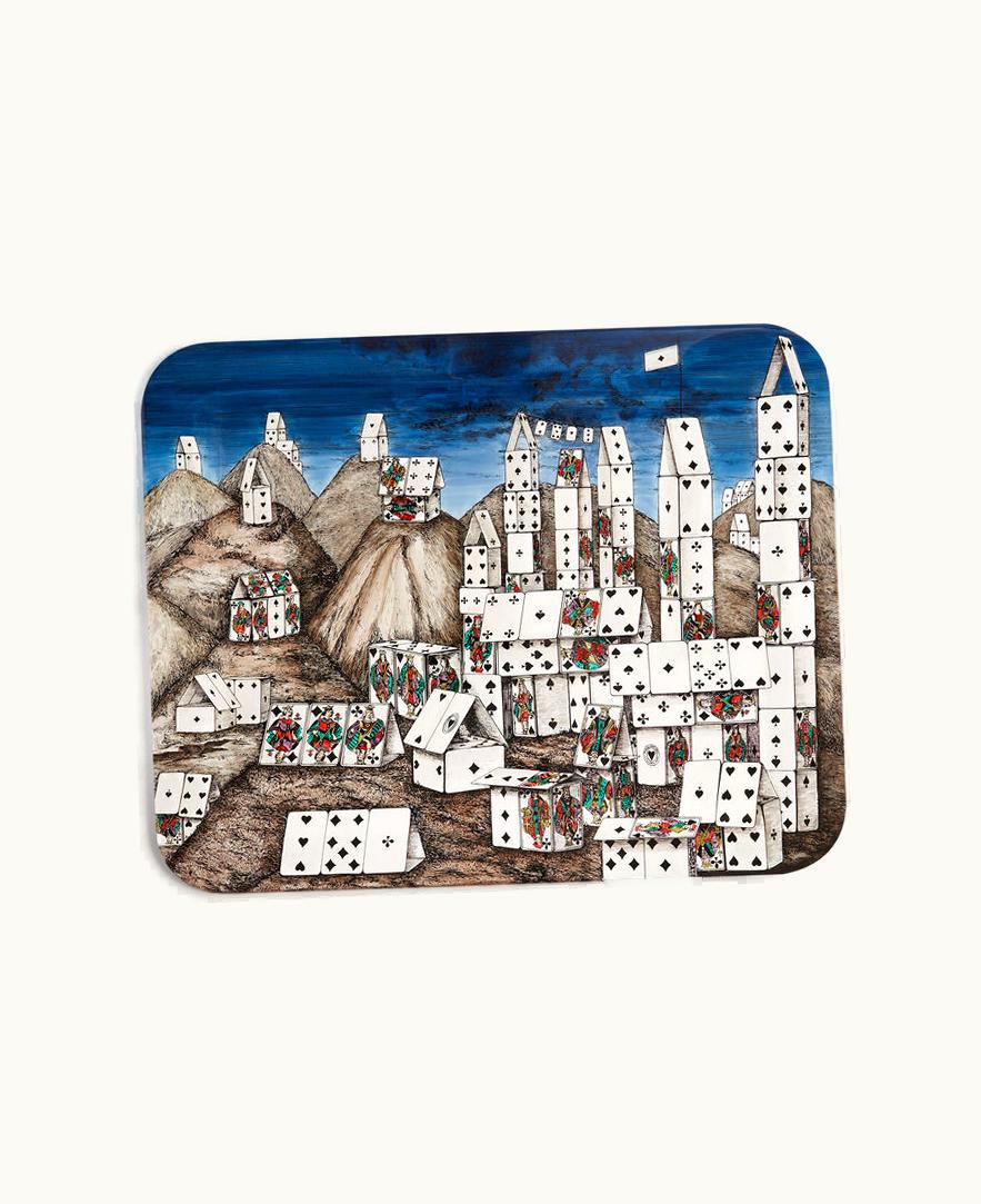 Fornasetti Fornasetti Tray Città Di Carte In Multicolour