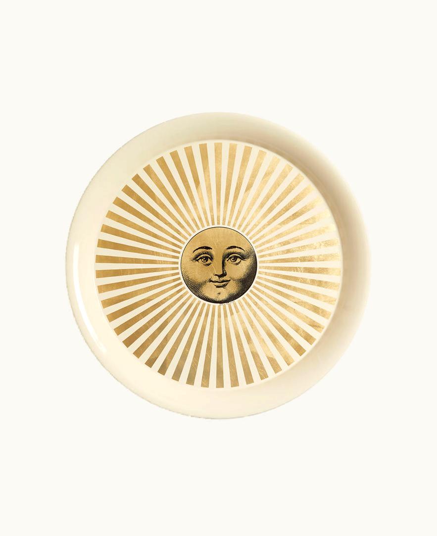 Fornasetti Fornasetti Tray Sole Raggiante In Gold / White