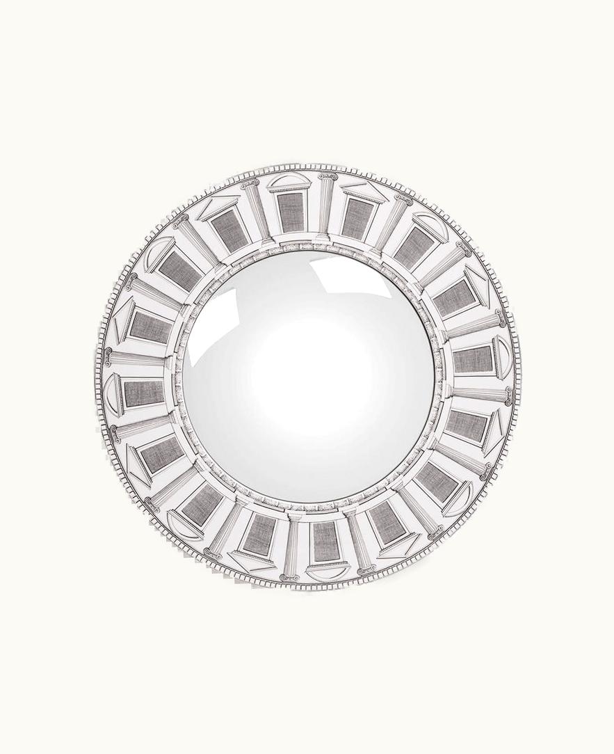 Fornasetti Fornasetti Frame With Convex Mirror Architettura In White / Black C39X441FOR21BIA