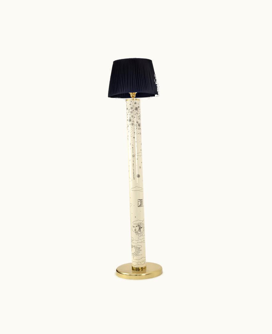 Fornasetti Fornasetti Floor Lamp Solitario On Ivory In Black / Ivory