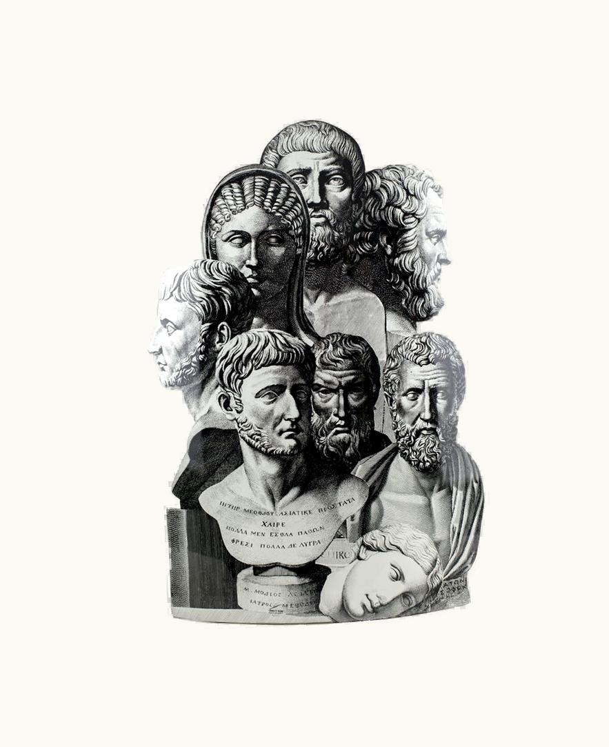 Fornasetti Fornasetti Umbrella Stand Trompe l'oeil Teste Antiche In White / Black