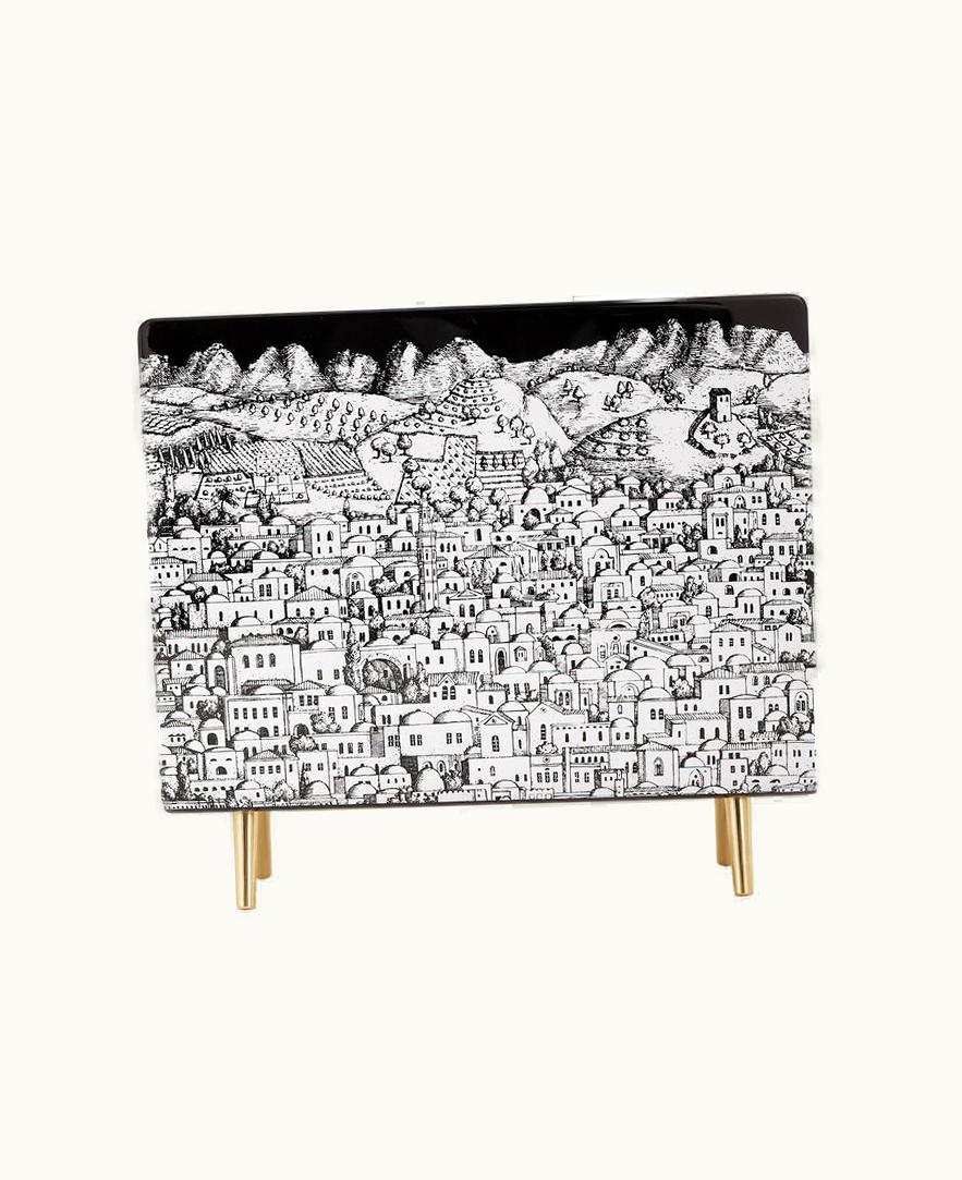 Fornasetti Fornasetti Magazine Rack Gerusalemme In White / Black