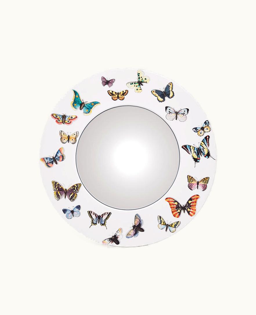 Fornasetti Frame With Convex Mirror Farfalle In Multicolour