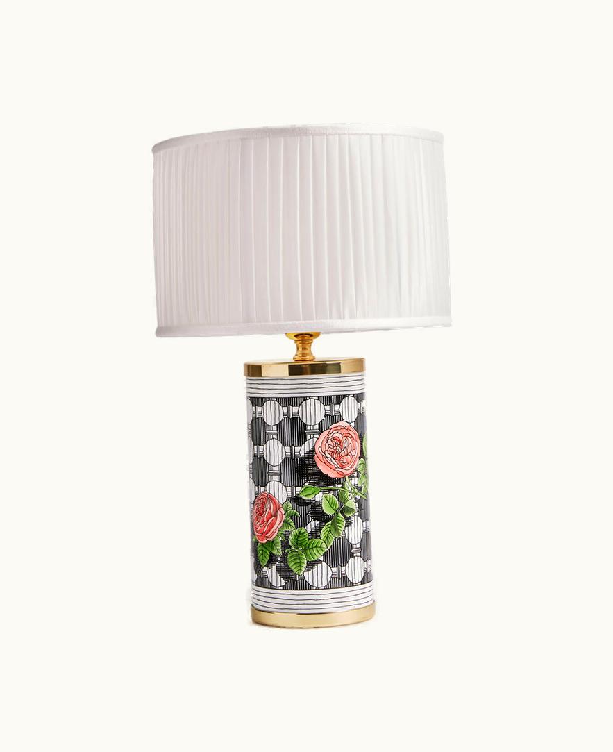 Fornasetti Semi-cylindrical Lampshade In Pleated Fabric In White