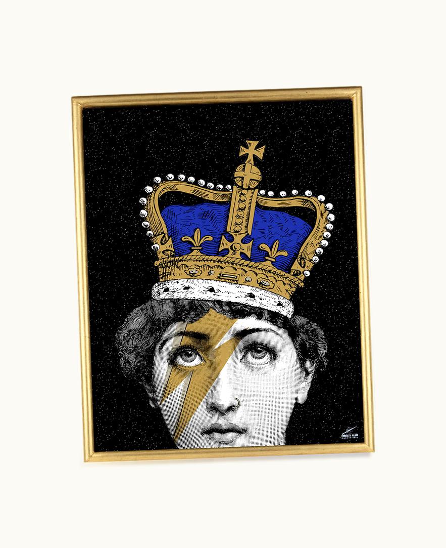 Fornasetti Decorative Panel Tema E Variazioni N.389 In White / Black / Blue / Gold