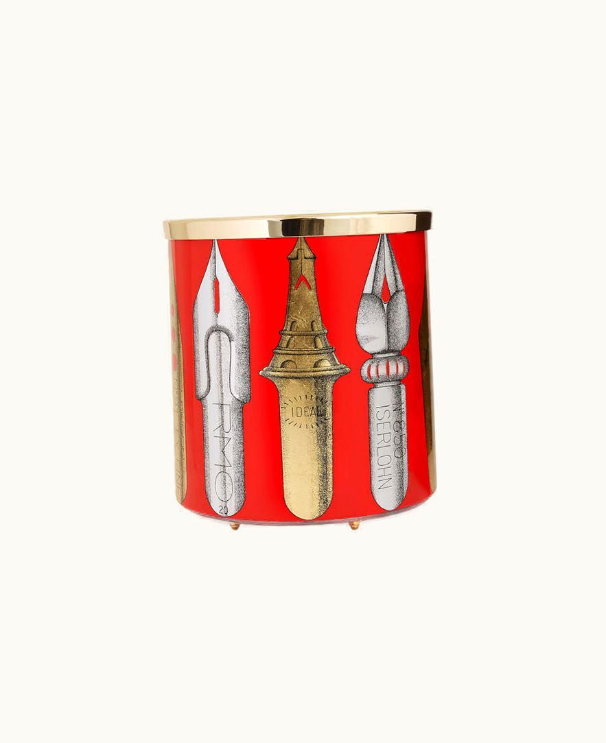 Fornasetti Paper Basket Pennini In Gold / Silver / Red