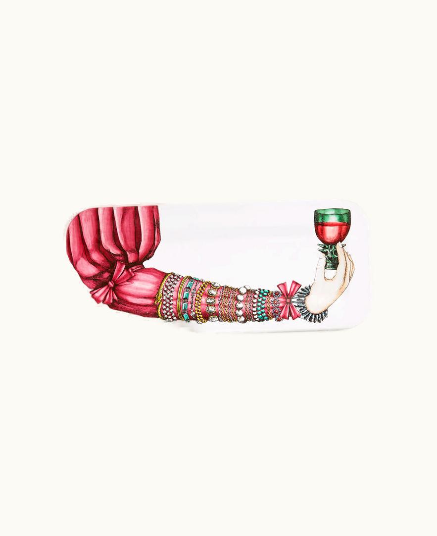 Fornasetti Tray Braccio Ingioiellato In Multicolour
