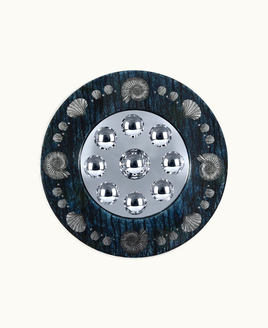 Fornasetti Frame With Bubbles Mirror Giro Di Conchiglie In Silver / Blue