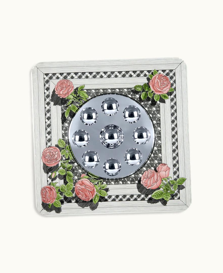Fornasetti Frame With Bubbles Mirror Musciarabia Con Rose In Multicolour