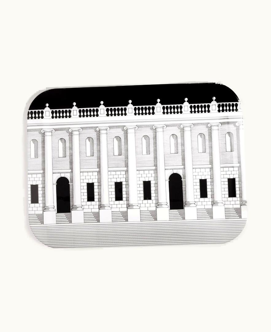 Fornasetti Tray Casa Con Colonne In White / Black