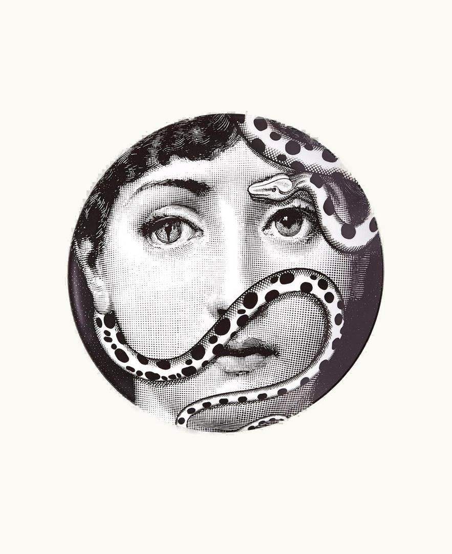 Fornasetti Wall Plate Tema E Variazioni N.383 In White / Black