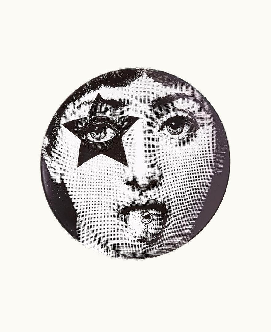 Fornasetti Wall Plate Tema E Variazioni N.381 In White / Black
