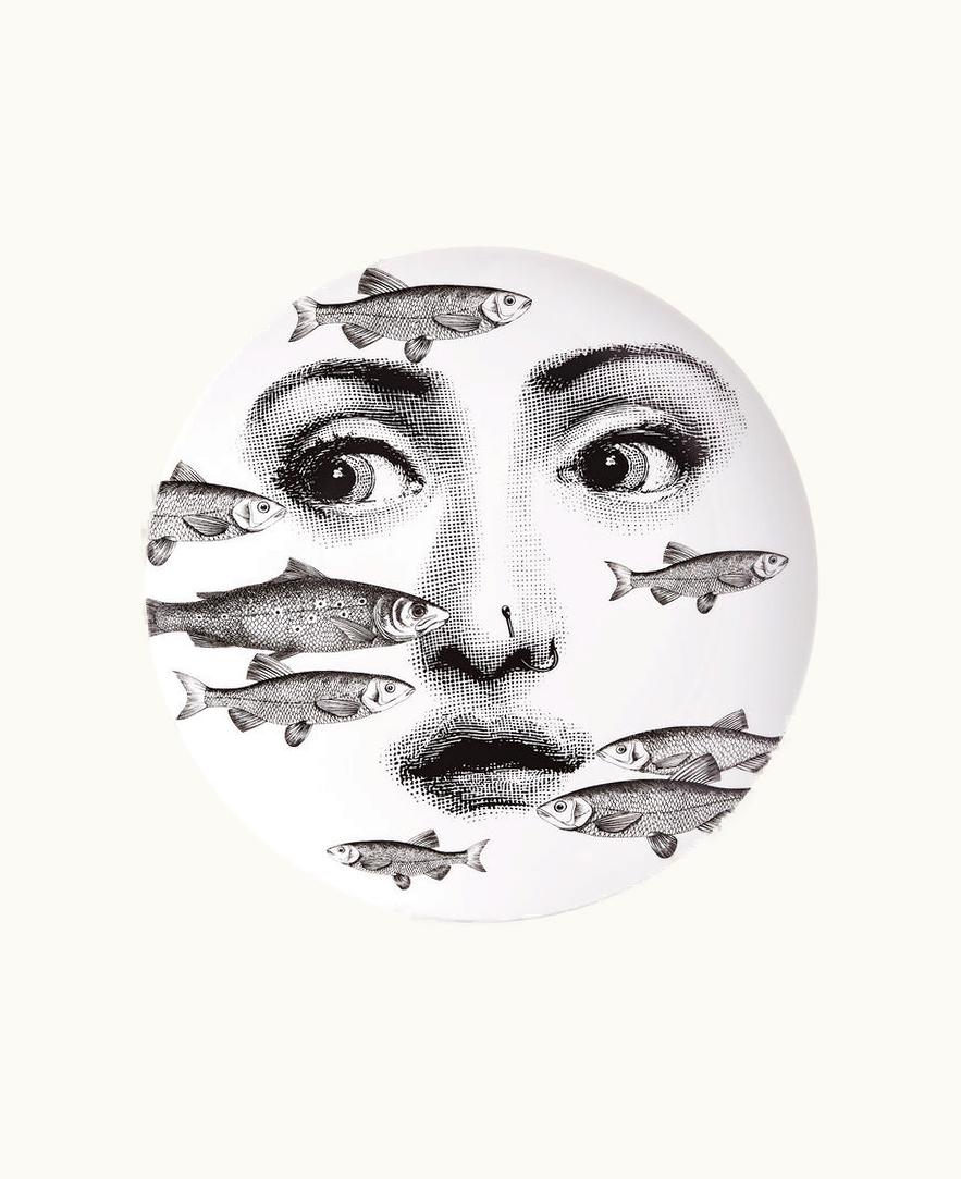 Fornasetti Wall Plate Tema E Variazioni N.392 In White / Black