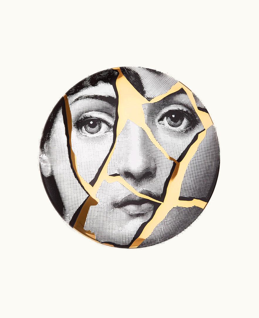 Fornasetti Wall Plate Tema E Variazioni N.2 In White / Black / Gold