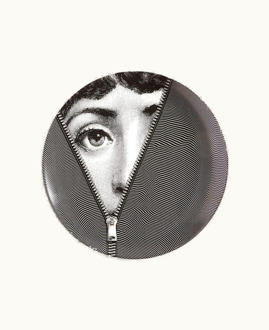 Fornasetti Wall Plate Tema E Variazioni N.401 In White / Black