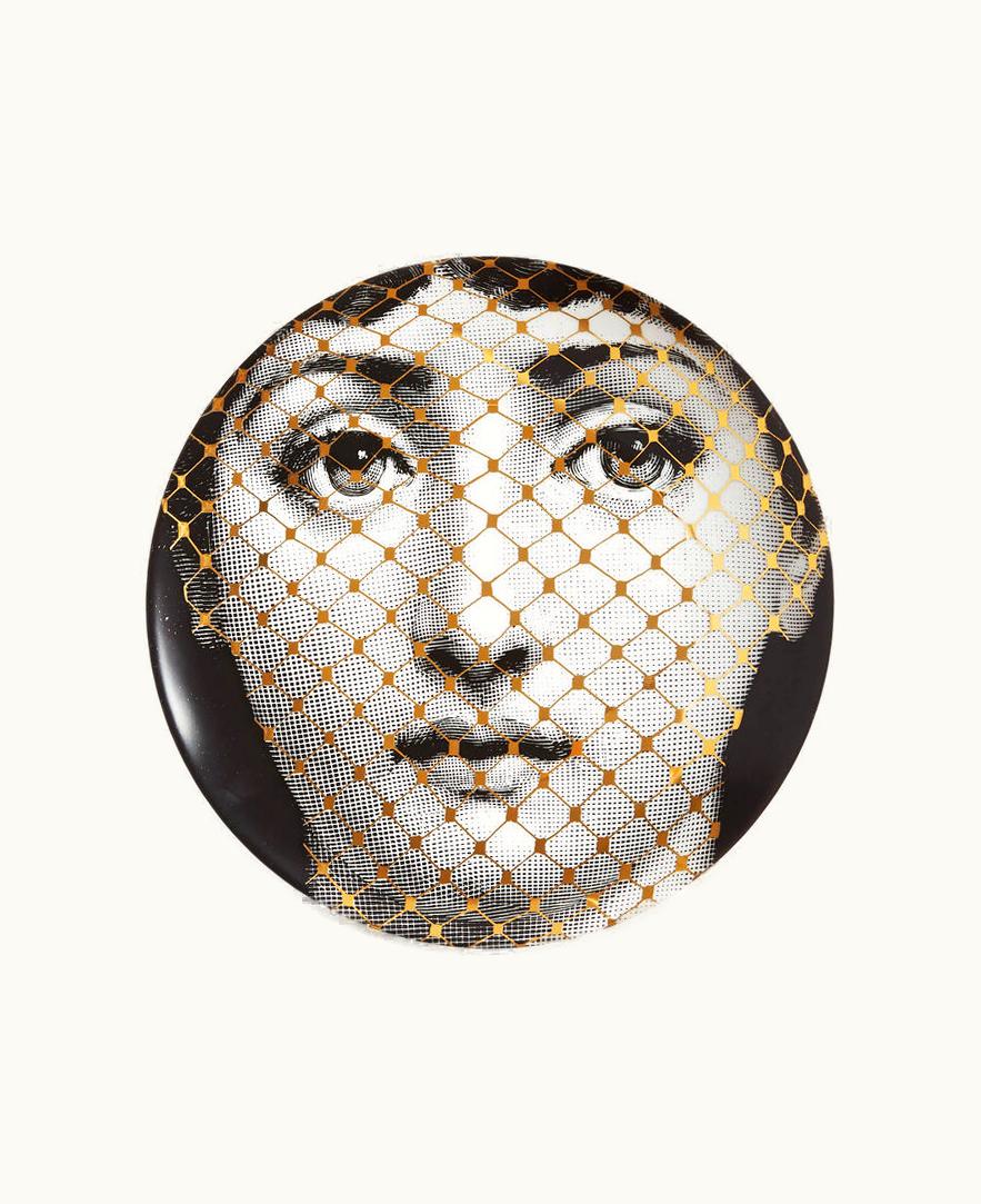 Fornasetti Wall Plate Tema E Variazioni N.78 In White / Black / Gold