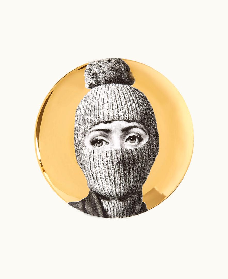 Fornasetti Wall Plate Tema E Variazioni N.160 In White / Black / Gold