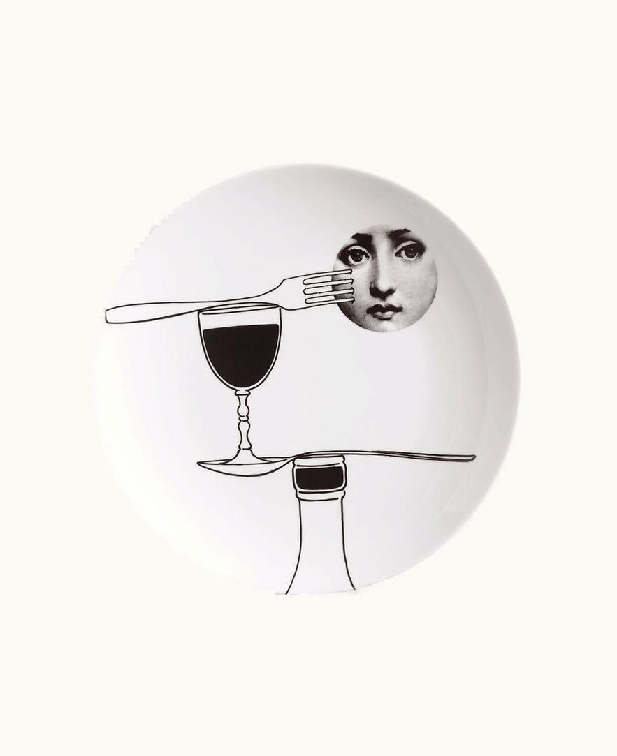 Fornasetti Wall Plate Tema E Variazioni N.136 In White / Black