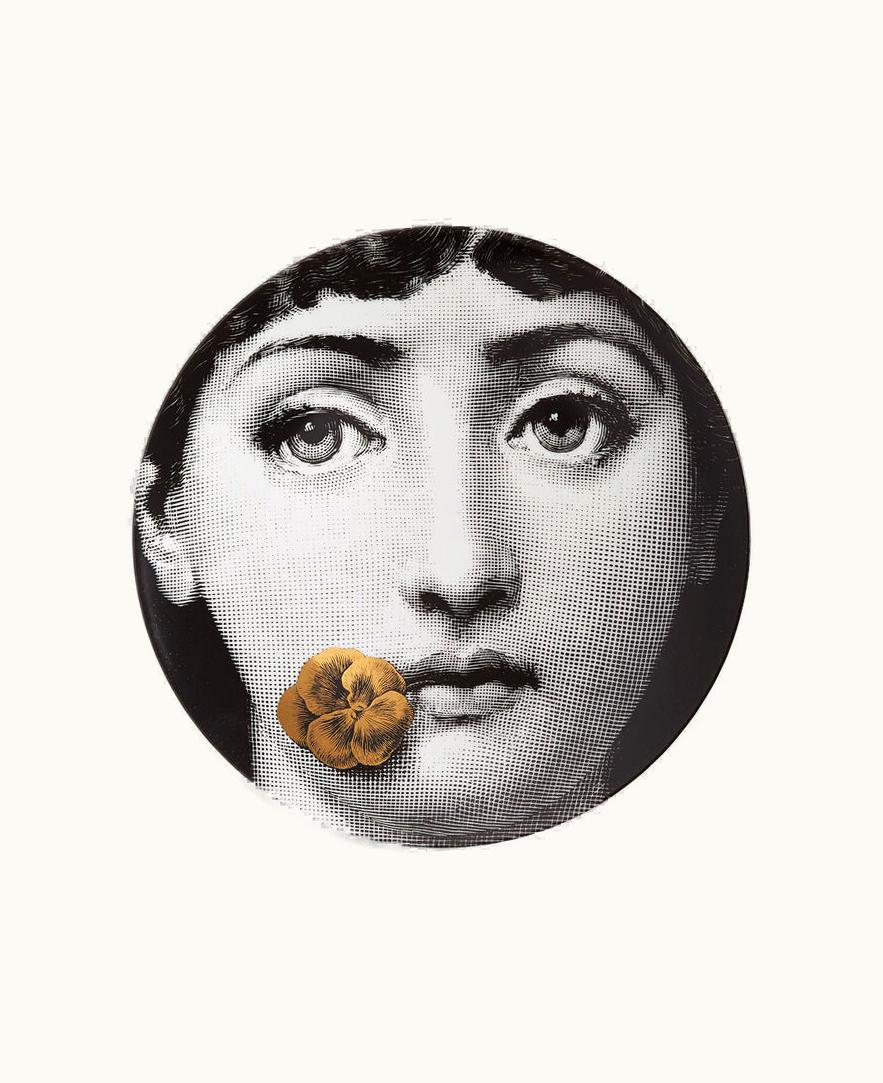 Fornasetti Wall Plate Tema E Variazioni N.137 In White / Black / Gold