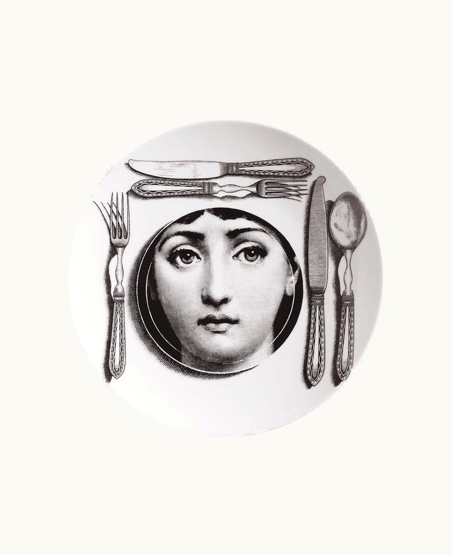 Fornasetti Wall Plate Tema E Variazioni N.203 In White / Black