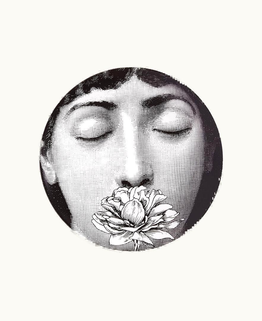 Fornasetti Wall Plate Tema E Variazioni N.393 In White / Black