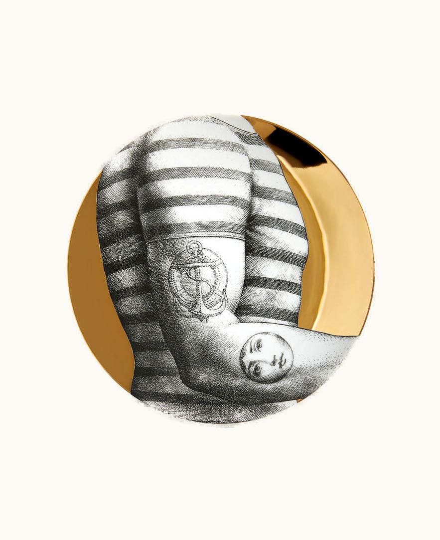 Fornasetti Wall Plate Tema E Variazioni N.215 In White / Black / Gold