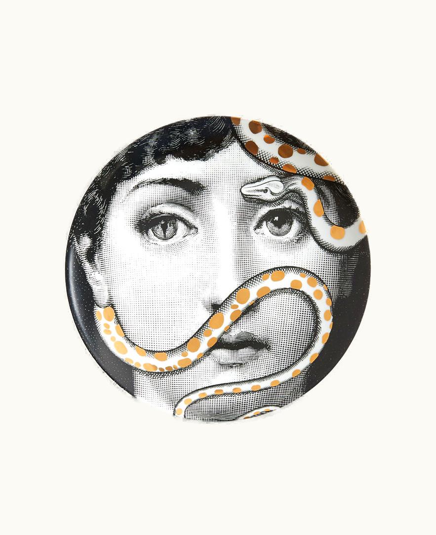 Fornasetti Wall Plate Tema E Variazioni N.383 In White / Black / Gold