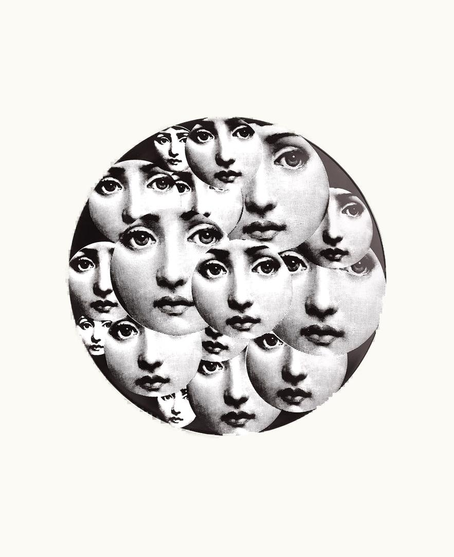 Fornasetti Wall Plate Tema E Variazioni N.165 In White / Black