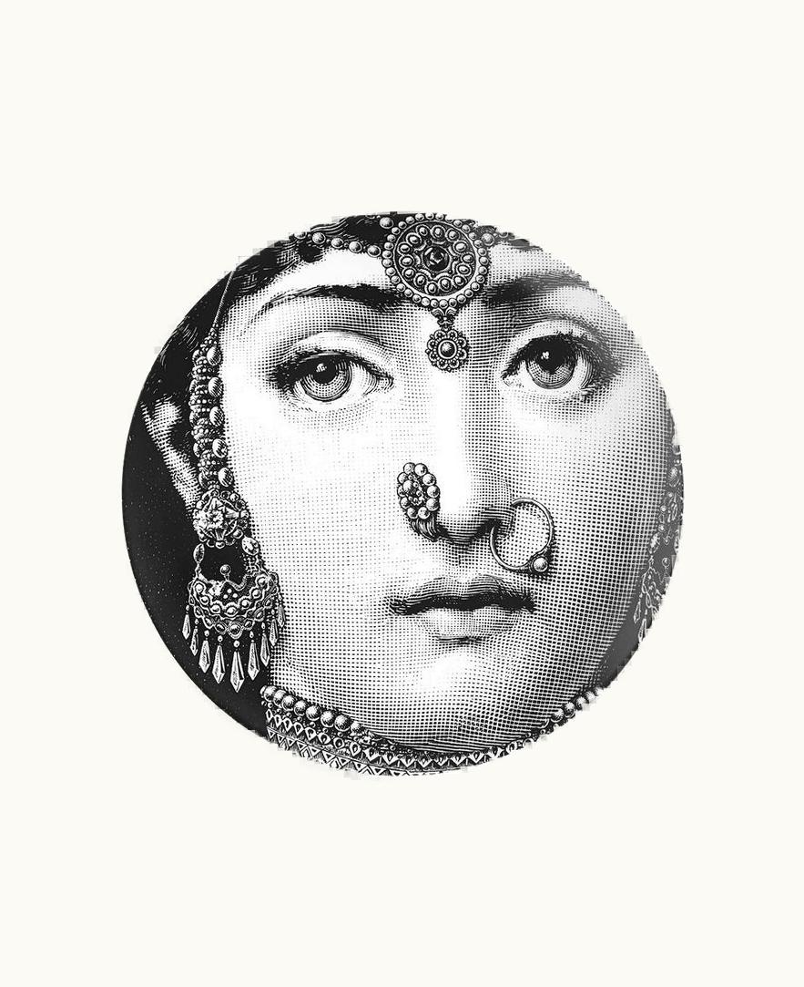 Fornasetti Wall Plate Tema E Variazioni N.228 In White / Black