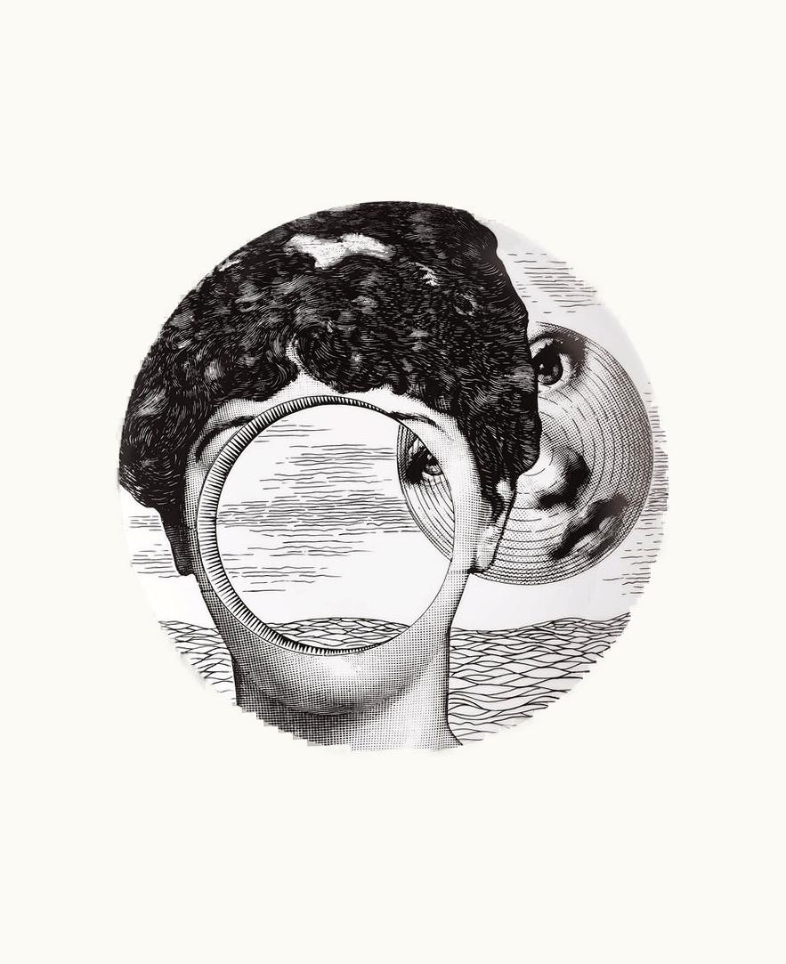 Fornasetti Wall Plate Tema E Variazioni N.279 In White / Black