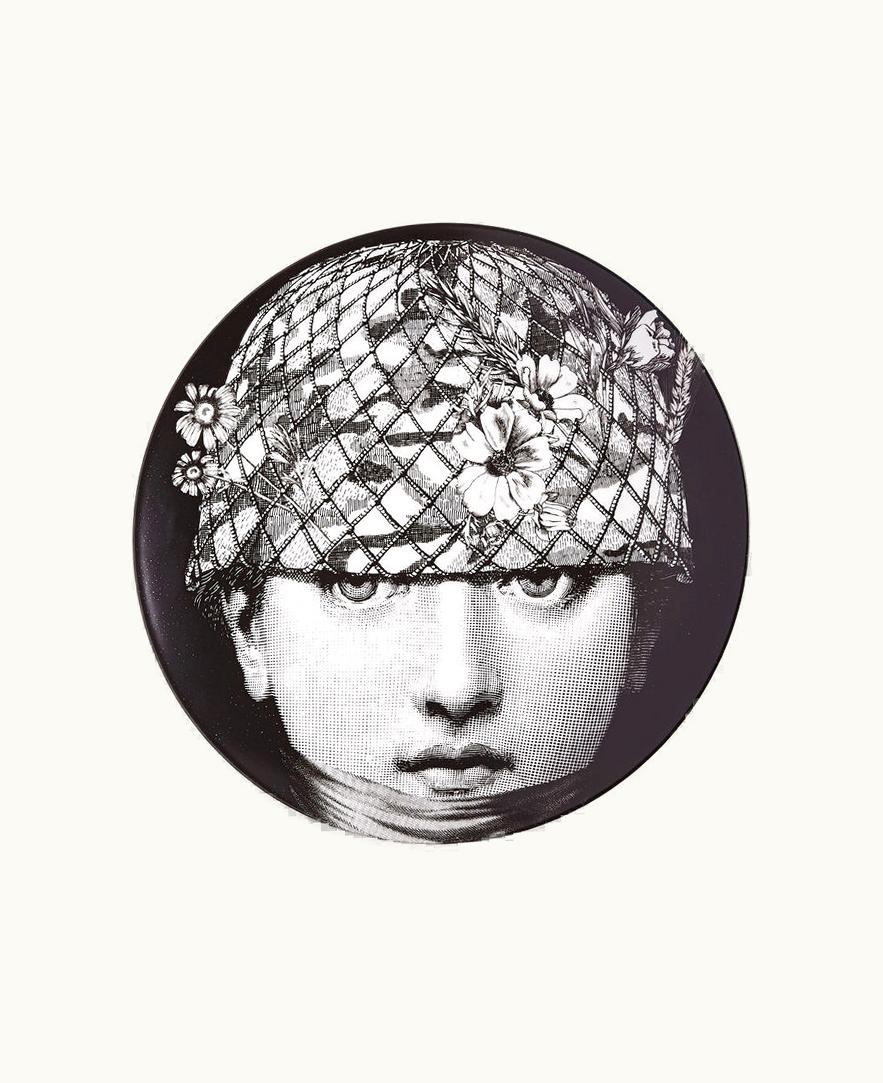 Fornasetti Wall Plate Tema E Variazioni N.384 In White / Black