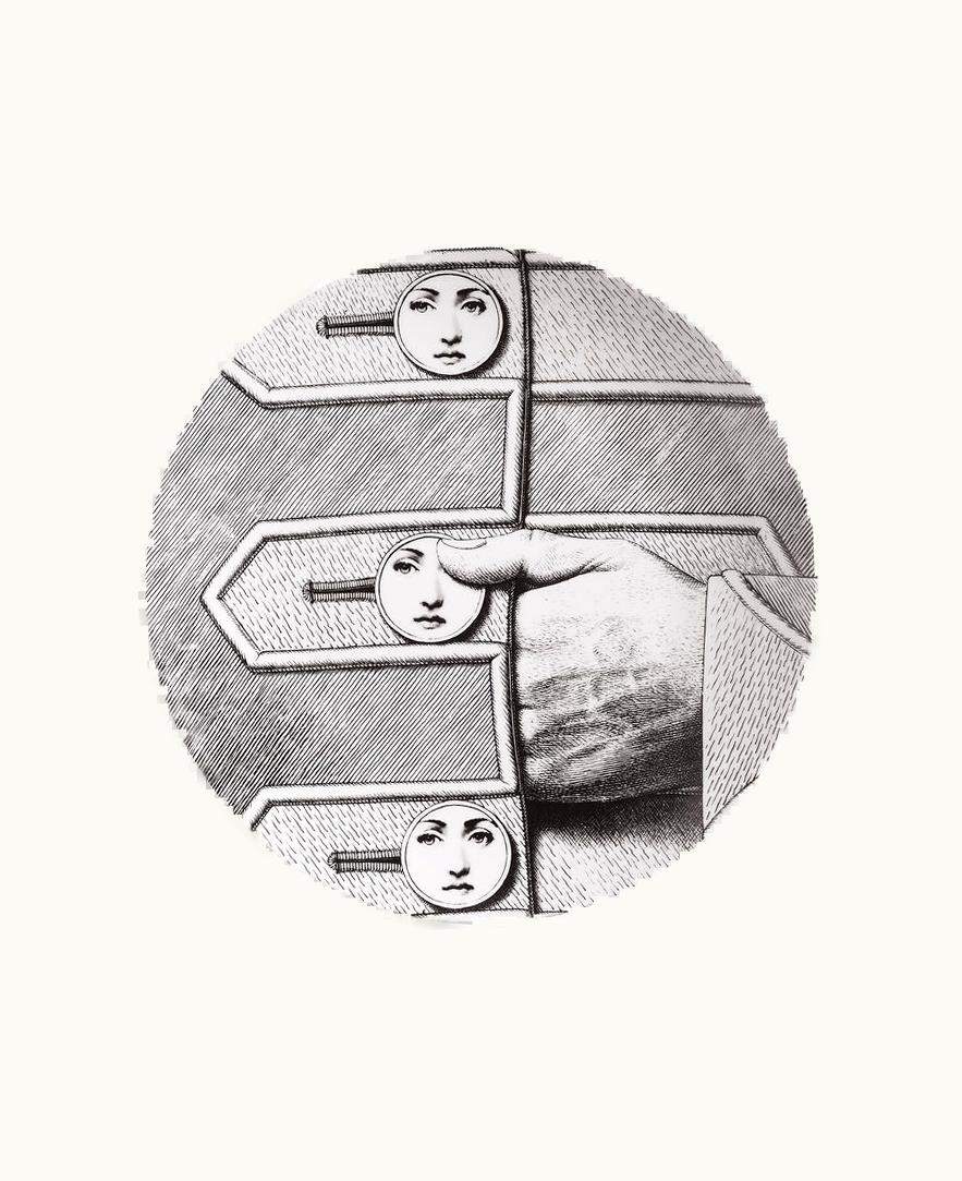 Fornasetti Wall Plate Tema E Variazioni N.194 In White / Black