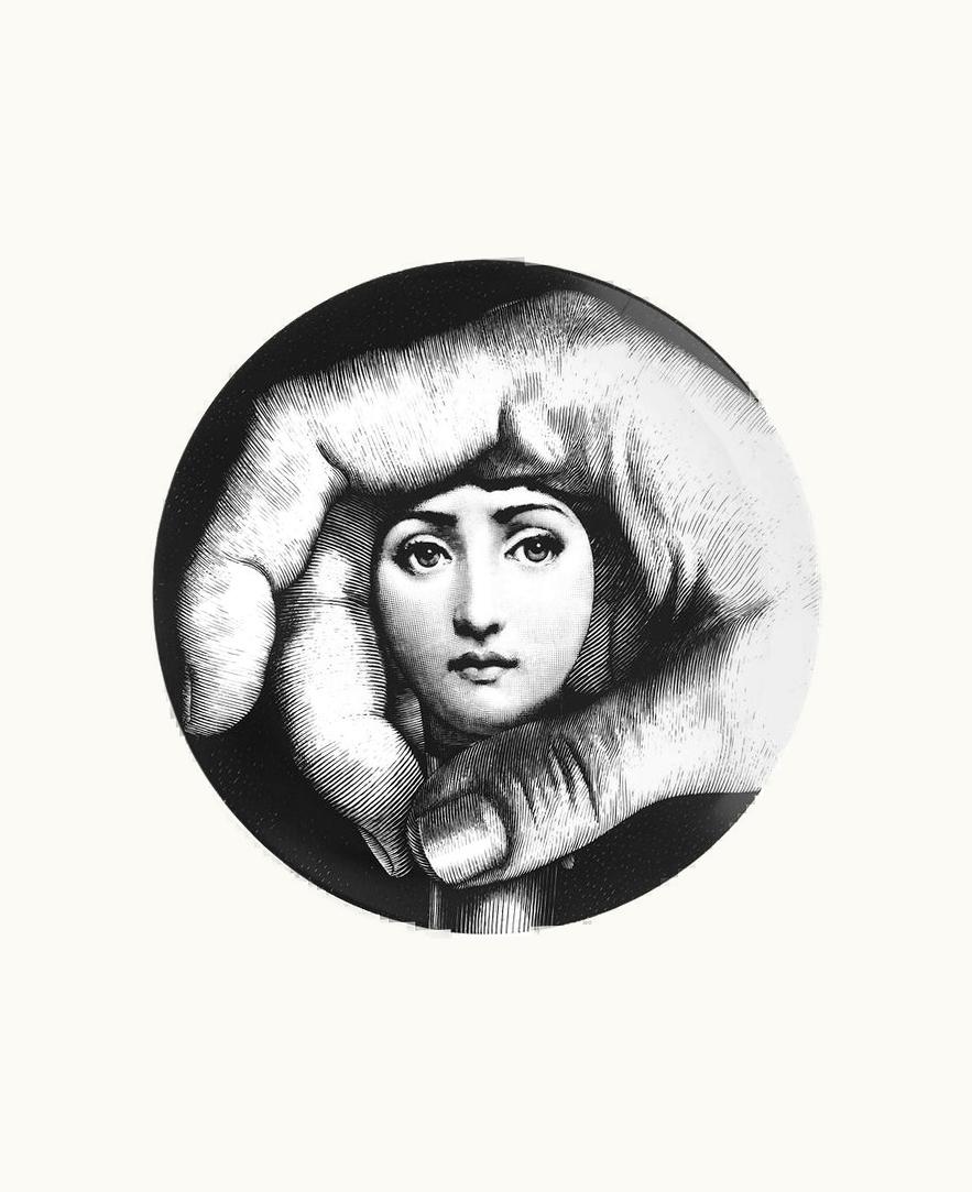 Fornasetti Fornasetti Wall Plate Tema E Variazioni N.219 In White / Black
