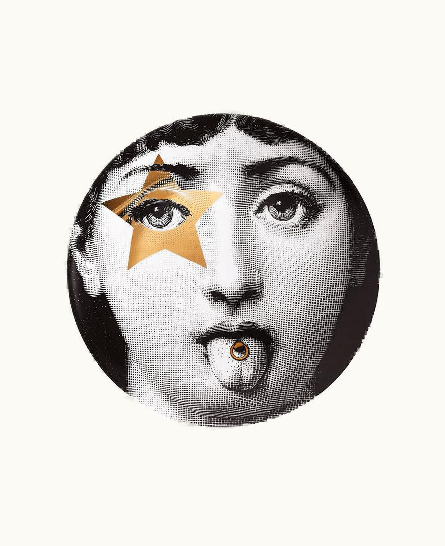 Fornasetti Fornasetti Wall Plate Tema E Variazioni N.381 In White / Black / Gold