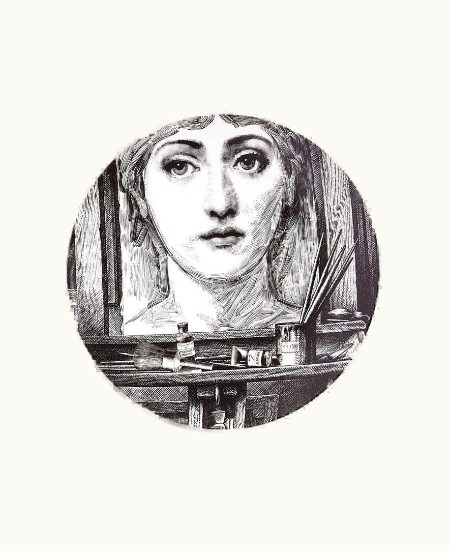 Fornasetti Fornasetti Wall Plate Tema E Variazioni N.377 In White / Black