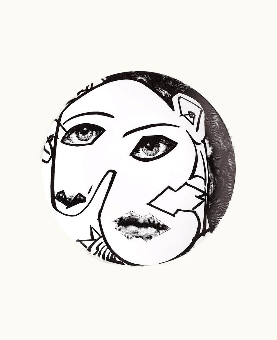 Fornasetti Fornasetti Wall Plate Tema E Variazioni N.164 In White / Black