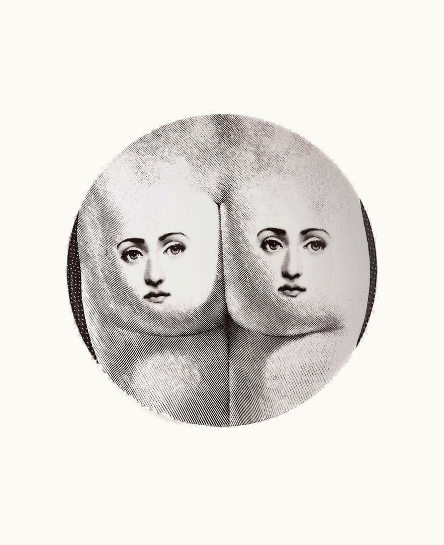 Fornasetti Fornasetti Wall Plate Tema E Variazioni N.302 In White / Black