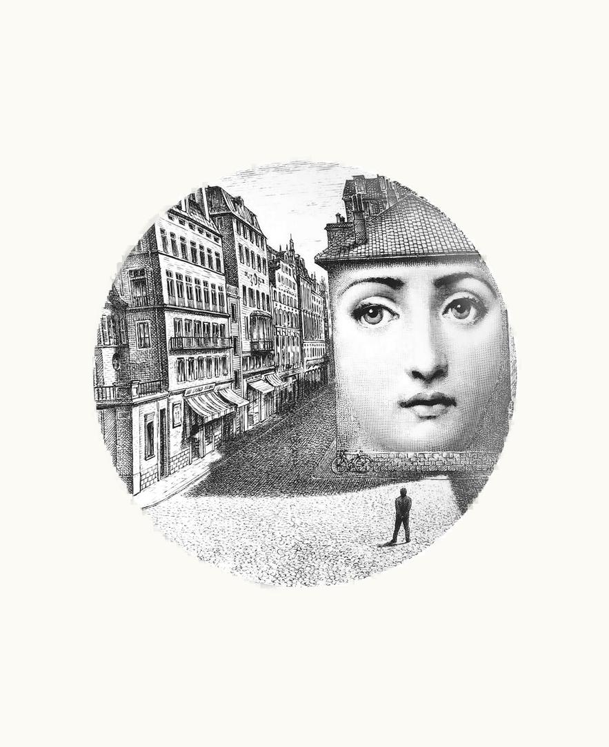 Fornasetti Fornasetti Wall Plate Tema E Variazioni N.223 In White / Black