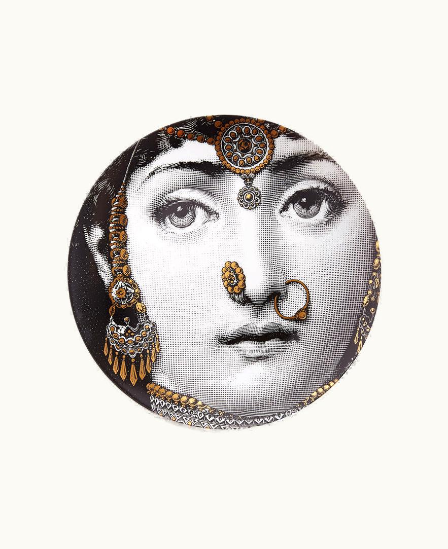 Fornasetti Fornasetti Wall Plate Tema E Variazioni N.228 In White / Black / Gold