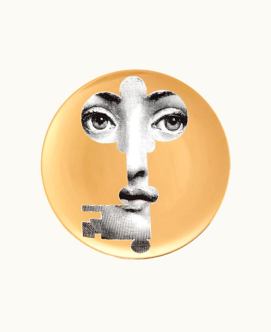 Fornasetti Fornasetti Wall Plate Tema E Variazioni N.47 In White / Black / Gold