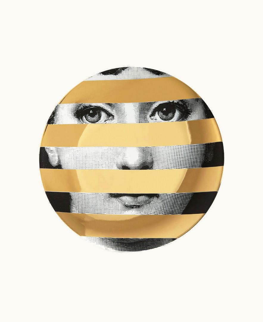 Fornasetti Fornasetti Wall Plate Tema E Variazioni N.29 In White / Black / Gold