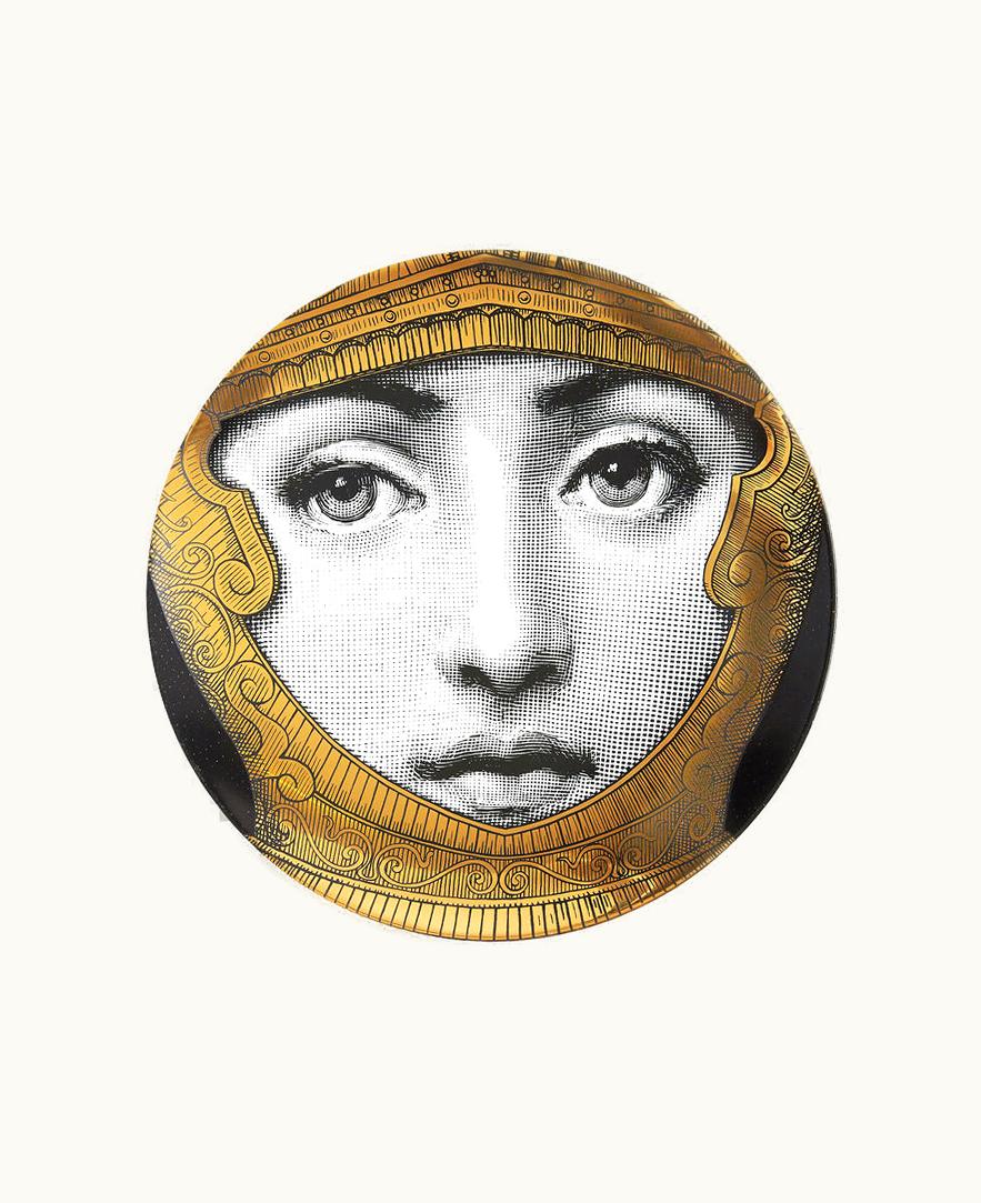 Fornasetti Fornasetti Wall Plate Tema E Variazioni N.95 In White / Black / Gold